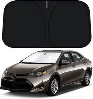 D-Lumina Windshield Sun Shade for 2014 2015 2016 2017 2018 2019 Toyo-ta Corolla Accessories, Front Window Sunshade Sun Visor Protector Block UV Rays Heat, Foldable 2 Layers 210T Material