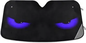 Blue Evil Eyes Windshield Sun Shade - Foldable Car Front Window Sunshades for Most Sedans SUV Truck, Blocks UV Rays and Keeps Your Vehicle Cool