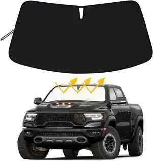 Premium Windshield Sun Shade for 2019-2025 2026 Dodge RAM 1500, Reflective 310T Material Front Window Sun Visor Blocks UV Rays Foldable Sunshade