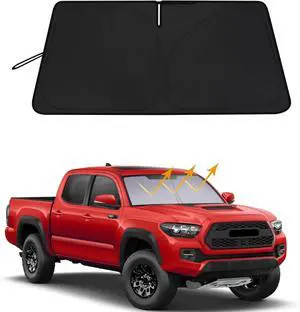 Windshield Sun Shade for Toyota Tacoma 2016-2023, Custom Fit Foldable Front Window Sunshade Sun Visor Protector, Block UV Rays Keep Your Car Cooler