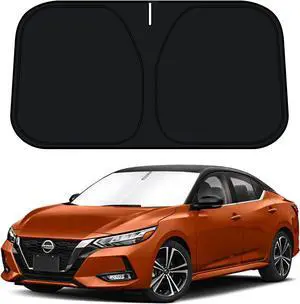 D-Lumina Windshield Sun Shade for 2020 2021 2022 2023 2024 2025 Nissan Sentra Sedan Accessories, Front Window Sunshade Sun Visor Protector Block UV Rays Heat, Foldable 2 Layers 210T Material