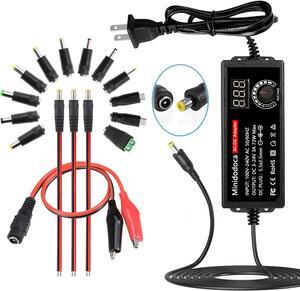 72W Power Supply Adjustable 3V ~ 24V Variable Universal Switching AC/DC Adapter Minidodoca AC to DC Converter with LED Voltage Display and 16 Tips, for 3V to 24V Household Electronics - 3000mA Max