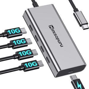 inisopuru USB C Splitter, 10Gbps USB C Hub Multiport Adapter for Laptop, USB C Hub Power Delivery with 100W PD (Not Support Video), USB C to USB C Hub, USB Type C Hub for MacBook Air/Pro, iMac.