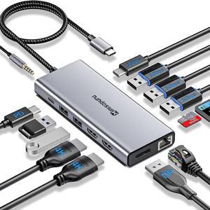 Qwiizlab USB C Hub with Dual Drive Enclosure, Docking Station for Mac  Studio Mac Mini M2/M1/Intel, Type-C 10Gbps, Card Readers 100MB/s,  DisplayPort 4K