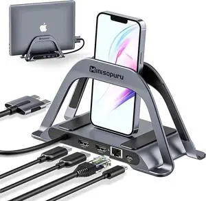 MacBook Pro Docking Station,4K Dual Monitor 10 in 2 Vertical Stand Docking Station, USB C Docking Station for MacBook Pro/Air, MacBook Pro Dock with 3 USB 3.0,100W PD3.0, Ethernet,SD/TF, Audio