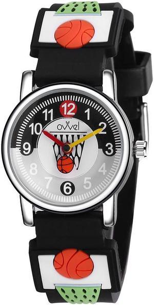 Ovvel Boys Watch  Pretty and Cute Kids Wristwatch With Teaching Analog Display Time Teacher - Japanese Quartz - Basketball
