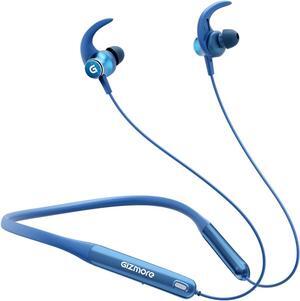 GIZMORE Giz Mn227 Bang Bluetooth Wireless 5.2 in Ear Neckband, Up to 40 Hrs Playtime, Dual Pairing, Touch Controls, Magnetic Smart Buds, Fast Caharge Neckband (Blue)