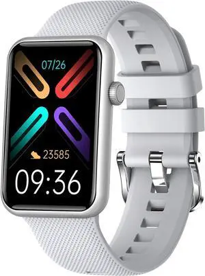 GIZMORE Slate 1.57 Inch Super Aod with 500 Nits Brightness | Ai | Sports Modes | Spo2, Bt Calling Smartwatch Curved Glass Rectangular Display | Sleek Metal Frame (Gray)