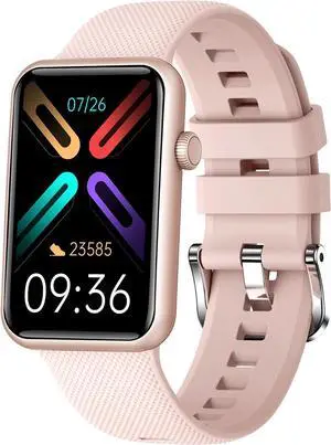 GIZMORE Slate 1.57 Inch Super Aod with 500 Nits Brightness | Ai | Sports Modes | Spo2, Bt Calling Smartwatch Curved Glass Rectangular Display | Sleek Metal Frame (Pink)