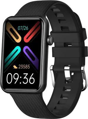 GIZMORE Slate 1.57 Inch Super Aod with 500 Nits Brightness | Ai | Sports Modes | Spo2, Bt Calling Smartwatch Curved Glass Rectangular Display | Sleek Metal Frame (Black)