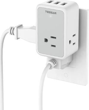 TESSAN Multi Plug Outlet Extender with 3 USB Ports, USB Hub Wall Charger Expander