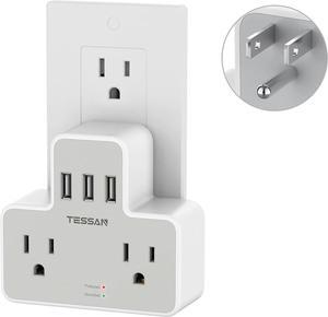 TESSAN Small Wall Surge Protector with 2 AC Outlets 3 USB