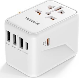TESSAN Universal Travel Adapter, International Power Adapter 5.6A 3 USB C 2  USB A Ports, Plug Adaptor Travel Worldwide, All-in-one Travel Charger