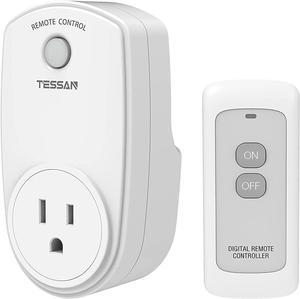 Wireless Remote Control Outlet Plug, TESSAN Wireless Light Switch Kit, Wall Electrical Outlet for Lamps, Fans, Home Decoration and Electronic Appliance, 100 Feet RF Range, 1200W, Dorm Room Essentials