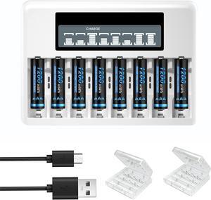 CITYORK 8 Pack 1.5 V AAA 1200mWh Lithium Battery with 8 Bay AA AAA Battery Charger