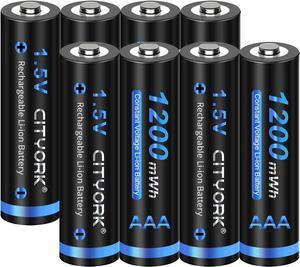CITYORK 1.5v AAA 1200mWh Lithium Rechargeable Batteries 8 Pack