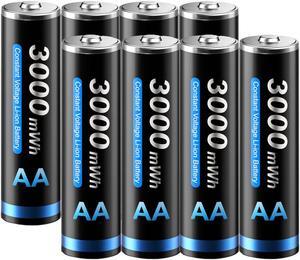 CITYORK 1.5v AA 3000mWh Lithium Rechargeable Batteries 8 Pack