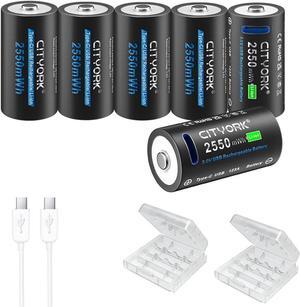 CITYORK 6 Pack 3V 2550mWh CR-123A Lithium Battery for High Intensity Flashlight, Home Safety, Security Devices with Micro USB Cable
