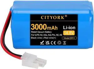 CITYORK 14.8V 3000mah Replacement Battery For ILIFE A4 A4s V7s A6 V7s Plus A9  Robot Vacuum Cleaner