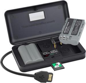 CITYORK 2 Pack EN-EL3E Replacement Battery 2400mAh with LCD Built-in USB Cable Charger with Type C Port for Nikon ENEL3E,ENEL3A, DSLR, D50, D70, D80, D90, D100, D200, D300, D700, D900, D70s, D300S Dig