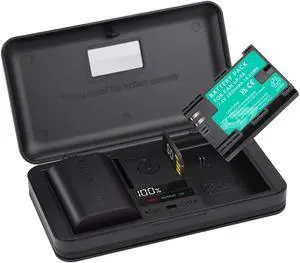 CITYORK LP-E6 LP E6N Batteries 2 Pack 2850mAh and LCD Charger Case with SD Memory Card Reader for Canon EOS 5D Mark II 5D Mark III 5DS 5DS R 6D 7D 60D 60Da 70D 7D Mark II 7D Mark III