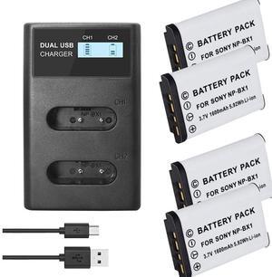 CITYORK 4 Pack 1600mAh NP-BX1 Battery Replacement with Dual USB Charger for Sony NP-BX1/M8, DSC-RX100,DSC-RX100 II,DSC-RX100M II,DSC-RX100 III,DSC-RX100 IV,DSC-RX100 V/VII,ZV-1