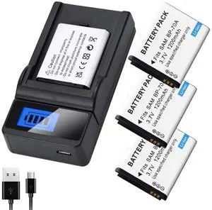 CITYORK 4 Pack BP-70A Batteries Replacement with LCD Charger for Samsung ES65 ES70 ES80 MV800 PL120 PL170 PL200 SL50 SL600 SL605 SL630 ST76 ST80 ST90 ST95 ST100 ST150F ST700 TL205 WB30F WB35F WB50F