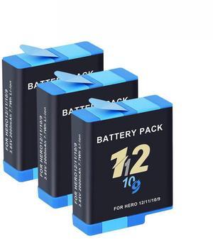 CITYORK 3 Pack Rechargeable Battery 2000mAh Replacement for GoPro Hero 12 Black Hero 11 Black Hero 10 Black Hero 9 Black Sport Camera Accessories