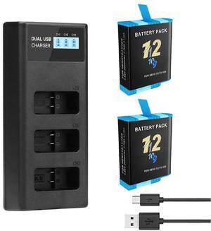 CITYORK 2 Pack Rechargeable Battery 2000mAh Replacement with 3-Slot Storage USB Charger for GoPro Hero 12 Black Hero 11 Black Hero 10 Black Hero 9 Black Sport Camera Accessories
