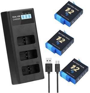 CITYORK 3 Pack Rechargeable Battery 2000mAh Replacement with 3-Slot Storage USB Charger for GoPro Hero 12 Black Hero 11 Black Hero 10 Black Hero 9 Black Sport Camera Accessories
