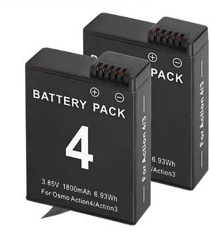 CITYORK 2 Pack Rechargeable DJI Osmo Action Batteries 3.85V 1800mAh for Osmo Action 3, Osmo Action 4