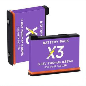 CITYORK 360 X3 Replacement Batteries (2 Packs) for Insta360 ONE X3 Action Camera-2300mAh