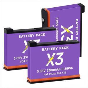 CITYORK 360 X3 Replacement Batteries (3 Packs) for Insta360 ONE X3 Action Camera-2300mAh