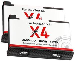 CITYORK 360 X4 Replacement Batteries (2 Packs) for Insta360 ONE X4 Action Camera-2600mAh