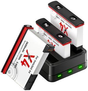 CITYORK 360 X4 Replacement Batteries (3 Packs) with 3-Slot Storage Fast Charger for Insta360 ONE X4 Action Camera-2600mAh