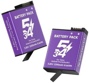 CITYORK Rechargeable DJI Osmo Action 5 Pro Batteries 2-Pack 2250mAh for DJI Osmo Action 5 Pro,Osmo Action 4 and Osmo Action 3