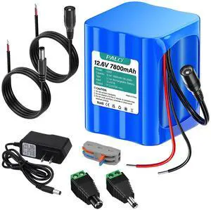 Rechargeable 7800mAh Li-ion Battery, Bare Leads Wire Replacement Battery Pack with Charger Compatible with 12V Devices RC Car,LED Strip,DIY,Electronic Organ,Optical Network Unit,CCTV Camera