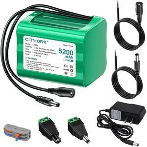Rechargeable 12V 5200mAh DC Battery Lithium for 12V Devices, RC Car, Boat, Robot,, Electric Pianos, Solar Panel, CCTV, MP3 Players,DIY Projects,LED Light Strip, Fishing Lights, Kid Ride Car