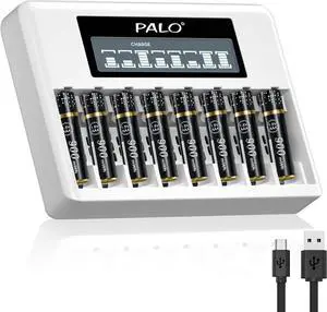CITYORK AAA Rechargeable Lithium Batteries with Charger,8 Pack Low Self Discharge AAA Batteries, 1500 Cycles,Constant 1.5V Rechargeable Batteries (8 AAA Battery)