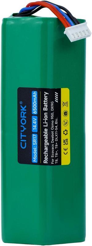 CITYORK 6500mAh 14.4V Replacement Battery for Ecovacs Deebot T5 T8 T8+ T9 T9+ Deebot Ozmo 950 T10 T9 DX65, DX93, DX96 X1 X1 Omni X1 Turbo X1 Plus DBX11-11/21 DLX11-21/61 201-1913-4201 S10-LI-144-5200