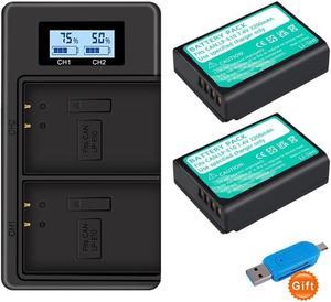 CITYORK 2 Pack of LP-E10 Batteries and Multifunctional USB LCD Battery Charger Kit for Canon EOS Rebel T3, T5, T6, Kiss X50, Kiss X70, EOS 1100D, EOS 1200D, EOS 1300D, EOS 2000D Digital Camera