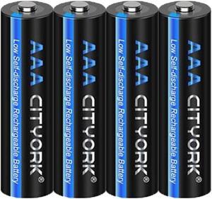 CITYORK 4 Packs 1.2V Ni-MH Premium Rechargeable AAA 1100mah Batteries for Solar Lights, Remote Controller, Electric Toys