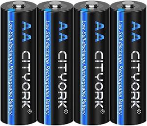 CITYORK 4 Pack 1.2V Ni-MH AA 3000mah Rechargeable Battery, NIMH Pre-Charged AA Rechargeable Battery 1.2V 3000mAh Long Lasting for Solar Lights, Remote Controller, Electric Toys