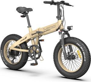 HIMO ZB20 Folding E-bike - Sand Color, Range up to 80 KM, 6-Speed Shimano Transmission, 4" Fat Tire, 3 level pedal assist, 48V/10Ah Battery, HD LCD Display