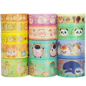 Cute Pets Washi Tape Set 13 Rolls Wide Gold Embellishment Decorative Masking Tapes for Arts, DIY Crafts, Journals, Planners, Scrapbook, Wrapping (Animal Kindergarten) Cute Pets Washi Tape Set 13 Rolls Wide Gold Embellishment Decorative Masking Tapes for Arts, DIY Crafts, Journals, Planners, Scrapbook, Wrapping (Animal Kindergarten)