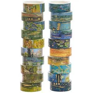 Landscape Washi Tape Set in Oil Painting Style 20 Rolls Scenery Drawing Masking Gold Foil Graphic Decorative Tapes for Arts, DIY Crafts, Journals, Planners, Scrapbook, Wrapping (Classic) Landscape Washi Tape Set in Oil Painting Style 20 Rolls Scenery Drawing Masking Gold Foil Graphic Decorative Tapes for Arts, DIY Crafts, Journals, Planners, Scrapbook, Wrapping (Classic)