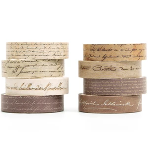 Vintage Washi Tape Set 8 Rolls Thin Retro Decorative Antique Patterns Masking Tapes for Arts, DIY Crafts, Journals, Planners, Scrapbook, Wrapping (Handwritten Text) Vintage Washi Tape Set 8 Rolls Thin Retro Decorative Antique Patterns Masking Tapes for Arts, DIY Crafts, Journals, Planners, Scrapbook, Wrapping (Handwritten Text)