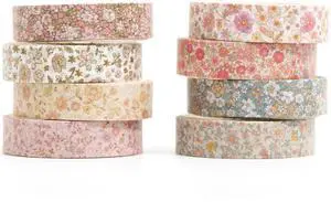 Vintage Washi Tape Set 8 Rolls Thin Retro Decorative Antique Patterns Masking Tapes for Arts, DIY Crafts, Journals, Planners, Scrapbook, Wrapping (Little Flowers) Vintage Washi Tape Set 8 Rolls Thin Retro Decorative Antique Patterns Masking Tapes for Arts, DIY Crafts, Journals, Planners, Scrapbook, Wrapping (Little Flowers)