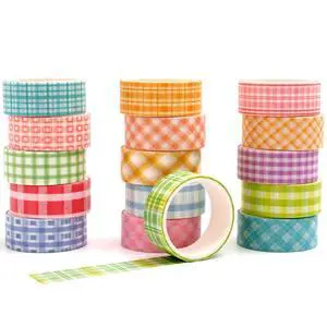 Colorful Plaid Washi Tape Set 16 Rolls Basic Grid Decorative Masking Tapes for Arts, DIY Crafts, Journals, Planners, Scrapbook, Wrapping (Pastel Basics) Colorful Plaid Washi Tape Set 16 Rolls Basic Grid Decorative Masking Tapes for Arts, DIY Crafts, Journals, Planners, Scrapbook, Wrapping (Pastel Basics)