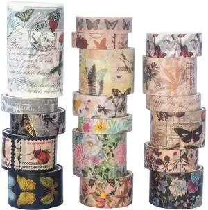 YUBX Butterfly Washi Tape Set 18 Vintage Gold Foil Masking Decorative Tapes YUBX Butterfly Washi Tape Set 18 Vintage Gold Foil Masking Decorative Tapes